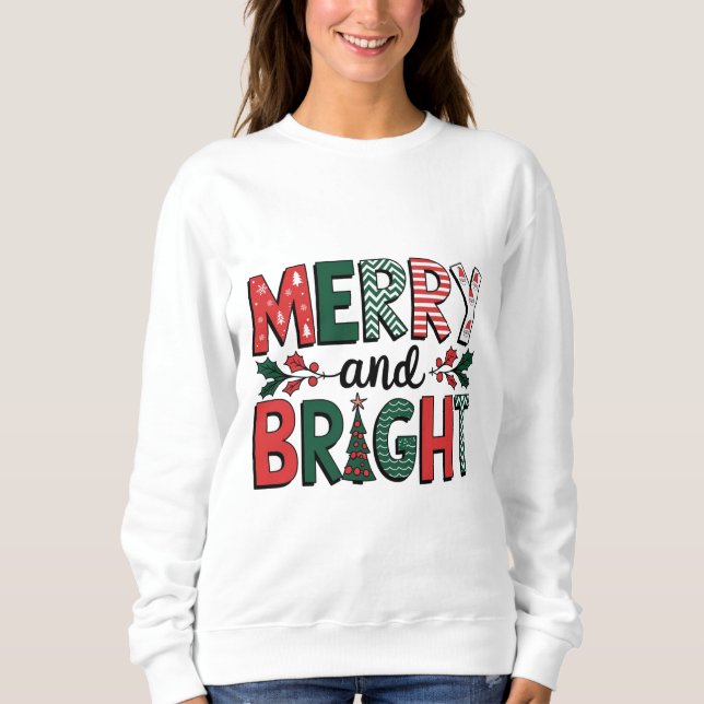 Merry och Bright jul Shirt - Helgdag Gift T (Framsida)
