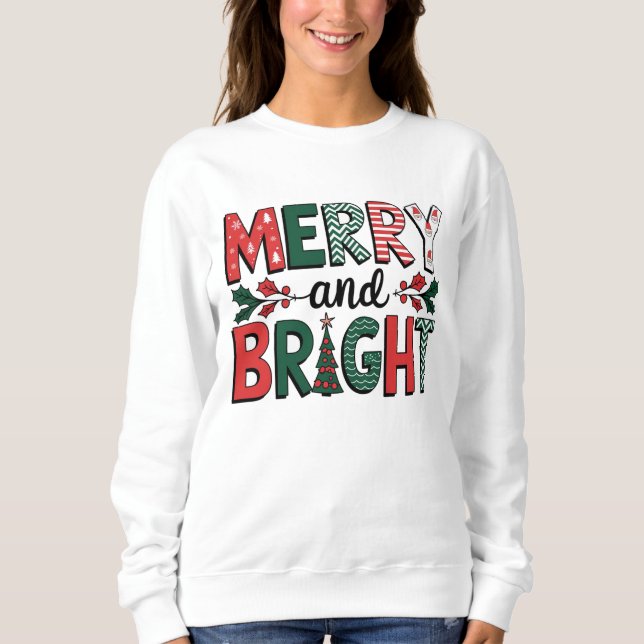 Merry och Bright jul Shirt - Helgdag Gift T (Framsida)