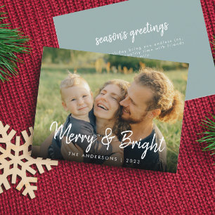 Merry och Bright Julfoto för familjen Lycklig Helg Vykort