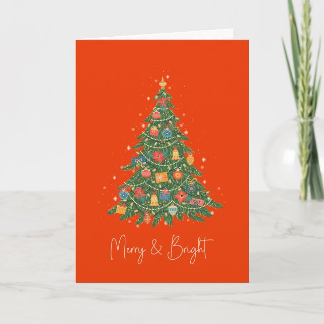 Merry och Bright Julgran Helgdag Kort (Framsida)