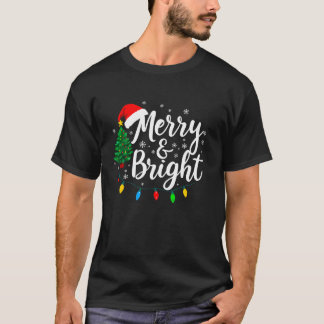Merry och Bright Julgran Ljus Funny Julafton T Shirt