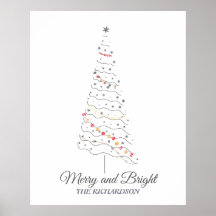 Merry och Bright Julgran | Minimalistisk utskrift