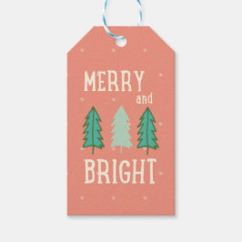Merry och Bright Julgranar Gift Märkre Presentetikett