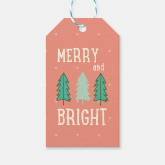 Merry och Bright Julgranar Gift Märkre Presentetikett