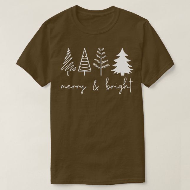 Merry och Bright Julgranar T Shirt (Design framsida)