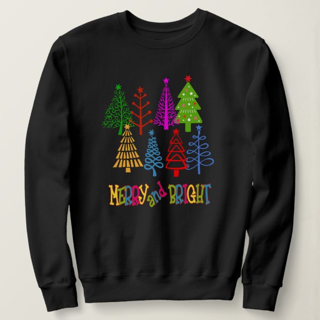 Merry och Bright Julgranar T Shirt (Design framsida)