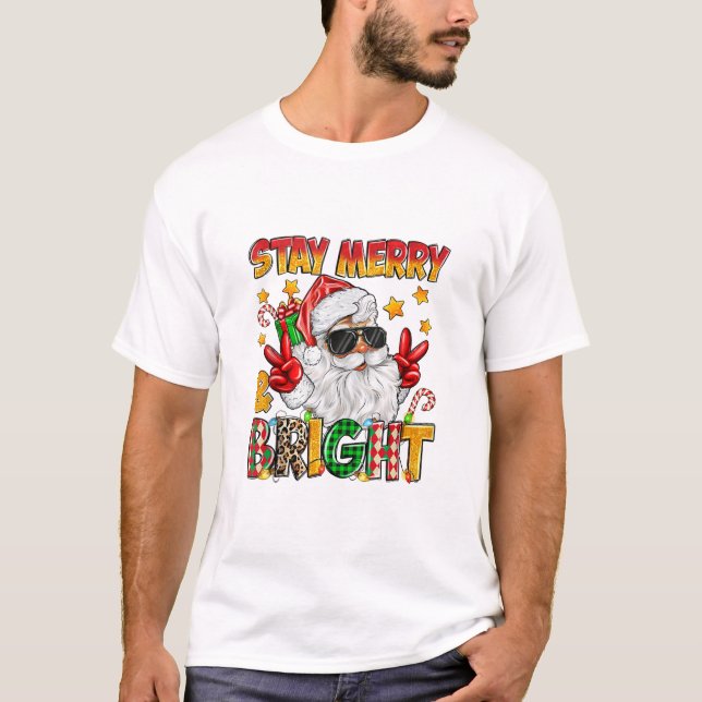 Merry och Bright Jultomten T Shirt (Framsida)