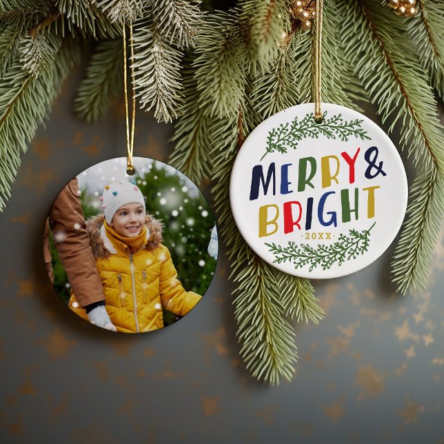 Merry och Bright Keepsaké Photo Ornament (Skapare uppladdad)