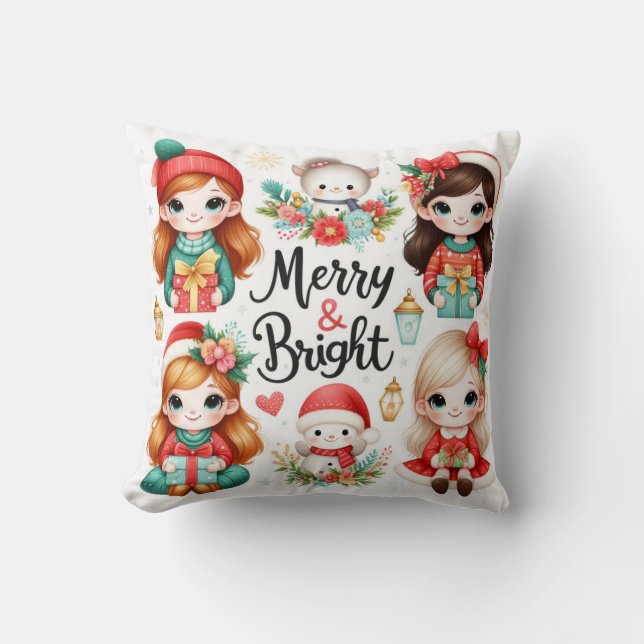 Merry och Bright Kids Pillow Kudde (Framsida)