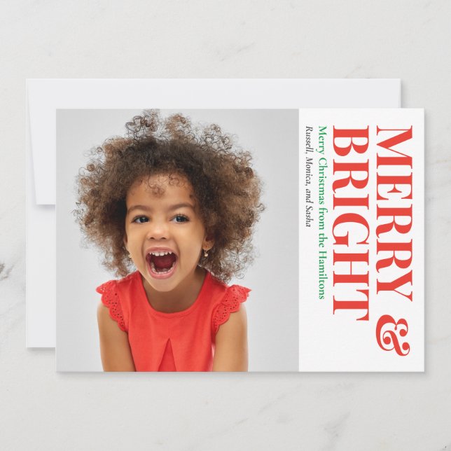 Merry och Bright Lycklig Helgdag Photo Julkort (Framsida)