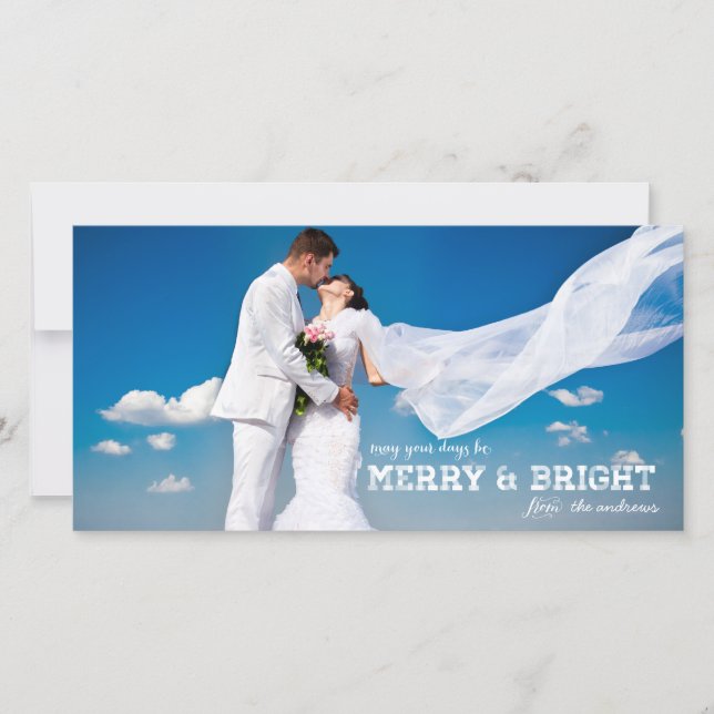 MERRY OCH BRIGHT MARRIED | HELGDAG PHOTO-KORT JULKORT (Framsida)