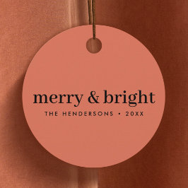 Merry och Bright | Minimalistisk mjuk jul röd Gåvor Etiketter