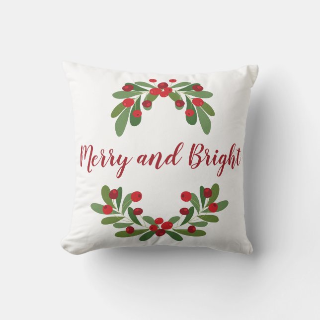 Merry och Bright Mistletoe Helgdag Dekorativ kudde (Framsida)