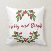 Merry och Bright Mistletoe Helgdag Dekorativ kudde