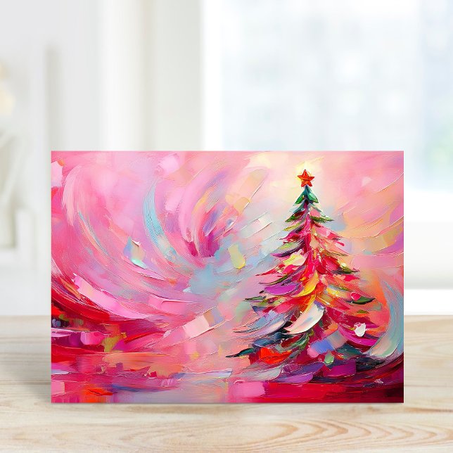 Merry och Bright Modern Abstrakt Julgran Helgkort (Skapare uppladdad)