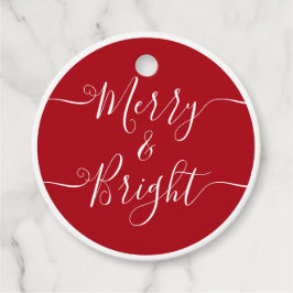 Merry och Bright | Modern Caligraphy Red jul Gåvor Etiketter