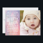 Merry och Bright Modern Geometric Pastel Photo Julkort<br><div class="desc">Den här moderna helgdag har snyggt-typografi och en geometrisk diamantdesign.</div>