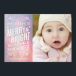 Merry och Bright Modern Geometric Pastel Photo Julkort<br><div class="desc">Den här moderna helgdag har snyggt-typografi och en geometrisk diamantdesign.</div>