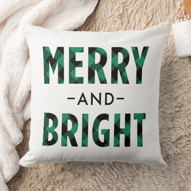 Merry och Bright Modern Grönt Buffalo Play Kudde (Filt)