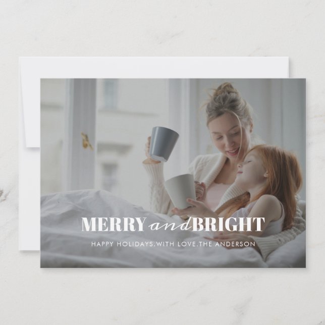 Merry och Bright | Modern julfoto i Snyggt Julkort (Framsida)