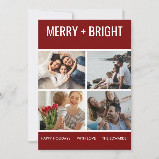 Merry och Bright | Modern julfoto i Trendiget Julkort (Framsida)