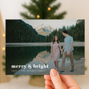 Merry och Bright Modern julfoto Julkort