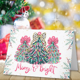 Merry och Bright Modern Julgranar Helgkort