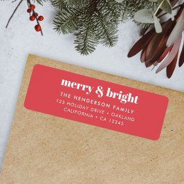 Merry och Bright | Modern Julrött ljus Returadress Etikett