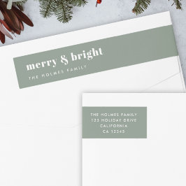 Merry och Bright | Modern minimal Grönt vid jul Etikettband