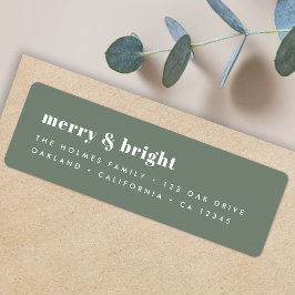 Merry och Bright | Modern minimal Grönt vid jul Returadress Etikett