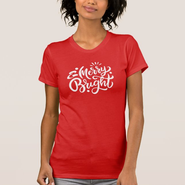 Merry och Bright Modern Red jul Bella Canvas T Shirt (Framsida)