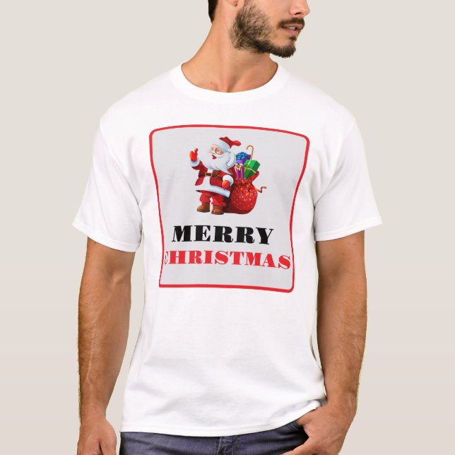 Merry och Bright Modern Red jul T-Shirt (Framsida)