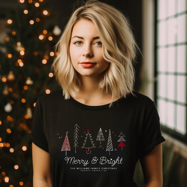 Merry och Bright Modern Retro Julgran T Shirt (Skapare uppladdad)