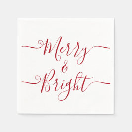 Merry och Bright | Modern Typografi Röd jul Pappersservett