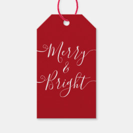 Merry och Bright | Modern Typografi Röd jul Presentetikett