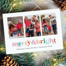 Merry och Bright Modern Whimsical 3-Photo