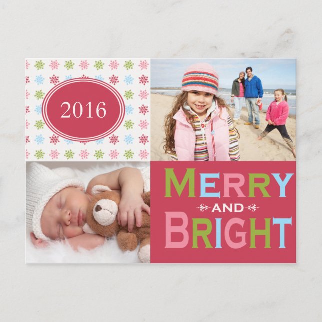 Merry och Bright Multi Helgdag Helg Vykort (Framsida)