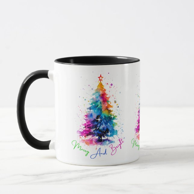 Merry och Bright Neon Julgran White Mugg (Vänster)