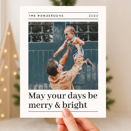 Merry och Bright | Oliv grönt julfoto Julkort