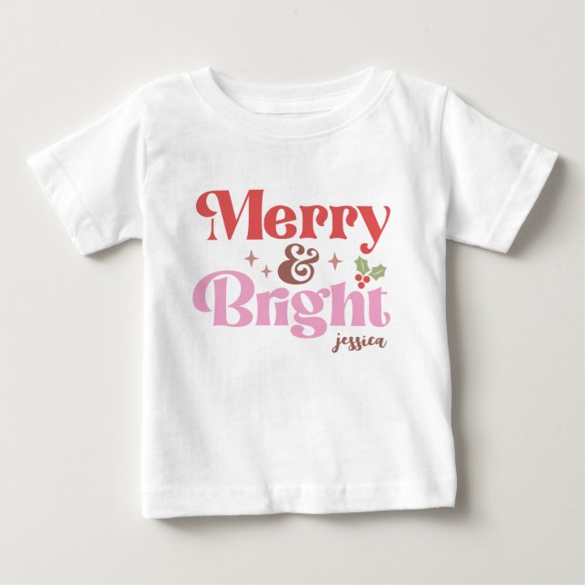 Merry och Bright Personlig T Shirt (Framsida)