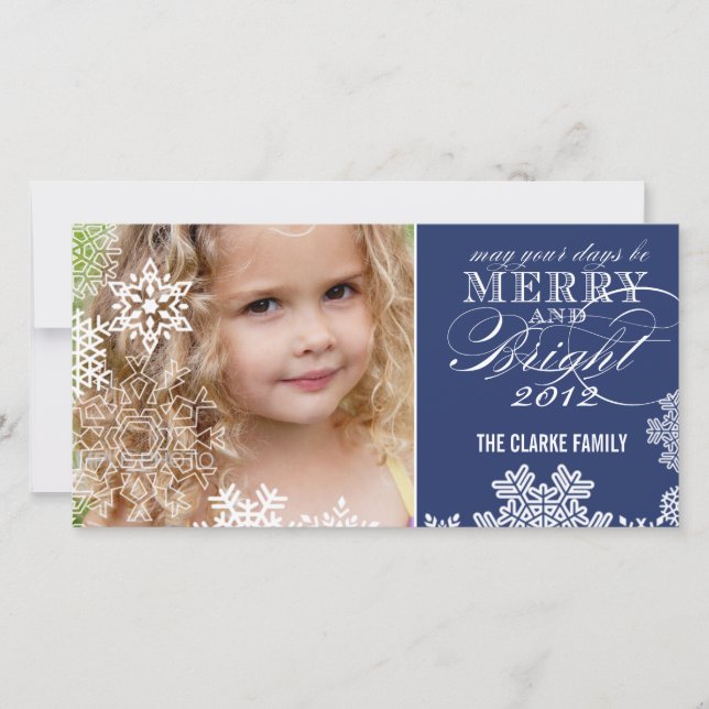 MERRY OCH BRIGHT PHOTO CARD | MÖRK BLÅTT JULKORT (Framsida)