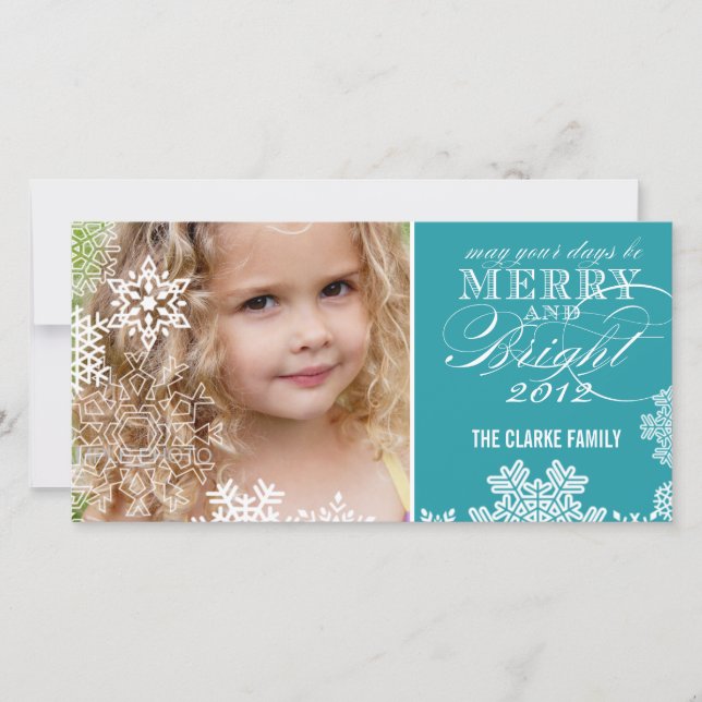 MERRY OCH BRIGHT PHOTO CARD | TURQUOISE JULKORT (Framsida)