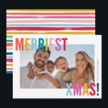 MERRY och BRIGHT PHOTO modern familjefärgad Julkort<br><div class="desc">by kat masard >> kat@simplysweetPAPERIE.com << Skicka och extra speciellt meddelande med stil och pizzazz i år... Personlig med dina detaljer och foton som mina moderna helgdag säkert kommer att klara sig ut från hälsning som dina vänner och familj kommer att få den här säsongen och kommer att göra ett...</div>