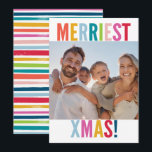 MERRY och BRIGHT PHOTO modern familjefärgad Julkort<br><div class="desc">by kat masard >> kat@simplysweetPAPERIE.com << Skicka och extra speciellt meddelande med stil och pizzazz i år... Personlig med dina detaljer och foton som mina moderna helgdag säkert kommer att klara sig ut från hälsning som dina vänner och familj kommer att få den här säsongen och kommer att göra ett...</div>