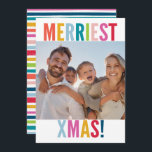 MERRY och BRIGHT PHOTO modern familjefärgad Julkort<br><div class="desc">by kat masard >> kat@simplysweetPAPERIE.com << Skicka och extra speciellt meddelande med stil och pizzazz i år... Personlig med dina detaljer och foton som mina moderna helgdag säkert kommer att klara sig ut från hälsning som dina vänner och familj kommer att få den här säsongen och kommer att göra ett...</div>