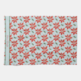 Merry och Bright Poinsetta Helgdag Mönster Kitchen Kökshandduk