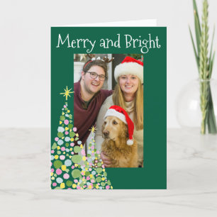 Merry och Bright Polka Dot Julgran Helgkort