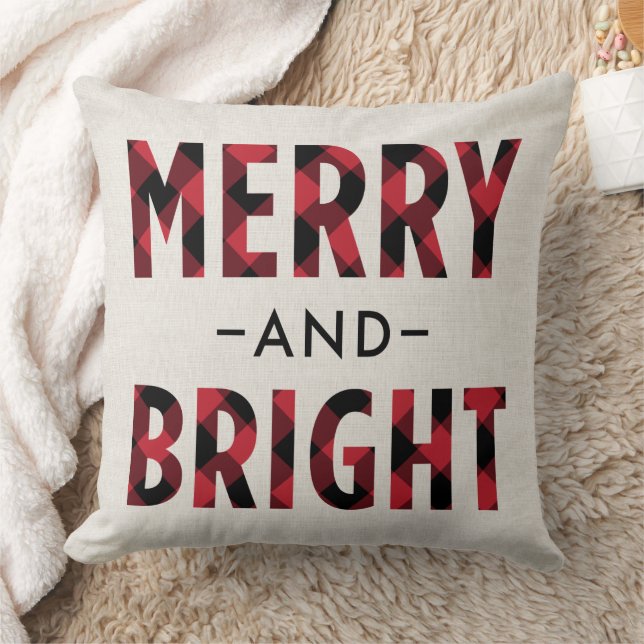 Merry och Bright Red Buffalo Play Helgdag Kudde (Filt)