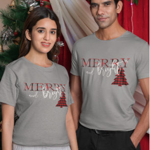 Merry och Bright Red Buffalo Play Träd T Shirt