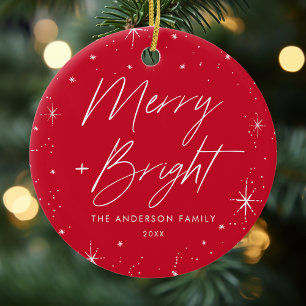 Merry och Bright Red Helgdag Photo Julgransprydnad Keramik